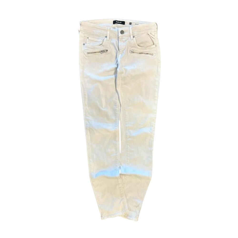 Replay 00s Indie Sleaze Zipper Pocket Skinny Denim Jeans White 4 - Picture 3 of 9